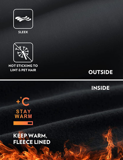 Womens Fleece Lined Leggings with Pockets 28'' - Thermal Winter Warm Full Length Pants Casual Lounge Yoga Workout