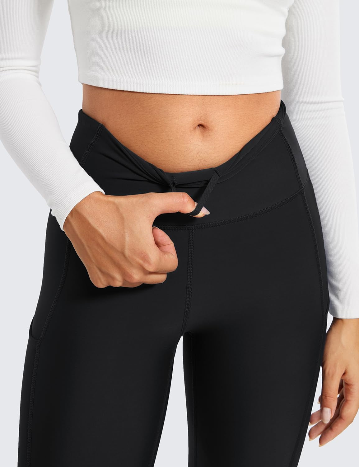 Womens Fleece Lined Leggings with Pockets 28'' - Thermal Winter Warm Full Length Pants Casual Lounge Yoga Workout